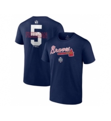 Men's Atlanta Braves #5 Freddie Freeman 2021 Navy World Series Bound Closer Name & Number Baseball T-Shirt