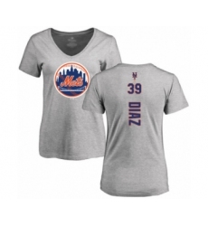 Baseball Women's New York Mets #39 Edwin Diaz Ash Backer T-Shirt