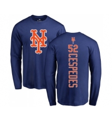 MLB Nike New York Mets #52 Yoenis Cespedes Royal Blue Backer Long Sleeve T-Shirt