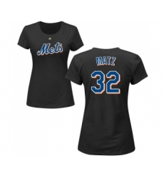 MLB Women's Nike New York Mets #32 Steven Matz Black Name & Number T-Shirt