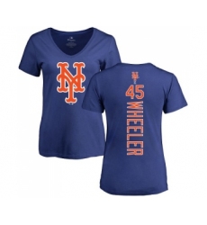 MLB Women's Nike New York Mets #45 Zack Wheeler Royal Blue Backer T-Shirt
