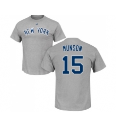 MLB Nike New York Yankees #15 Thurman Munson Gray Name & Number T-Shirt