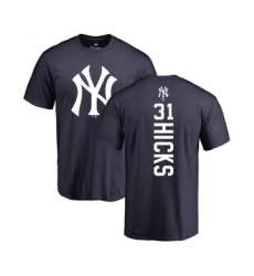 MLB Nike New York Yankees #31 Aaron Hicks Navy Blue Backer T-Shirt