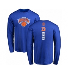 Basketball New York Knicks #13 Marcus Morris Royal Blue Backer Long Sleeve T-Shirt