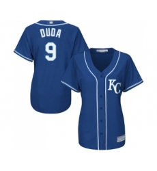 Women's Kansas City Royals #9 Lucas Duda Replica Blue Alternate 2 Cool Base Baseball Jersey
