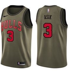 Youth Nike Chicago Bulls #3 Omer Asik Swingman Green Salute to Service NBA Jersey