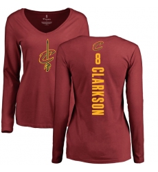 NBA Women's Nike Cleveland Cavaliers #8 Jordan Clarkson Maroon Backer Long Sleeve T-Shirt
