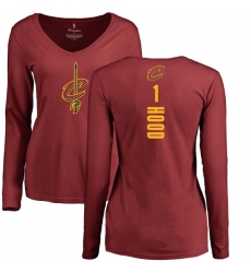 NBA Women's Nike Cleveland Cavaliers #1 Rodney Hood Maroon Backer Long Sleeve T-Shirt