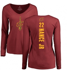 NBA Women's Nike Cleveland Cavaliers #22 Larry Nance Jr. Maroon Backer Long Sleeve T-Shirt
