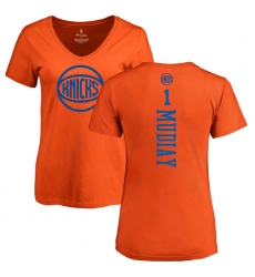 NBA Women's Nike New York Knicks #1 Emmanuel Mudiay Orange One Color Backer Slim-Fit V-Neck T-Shirt