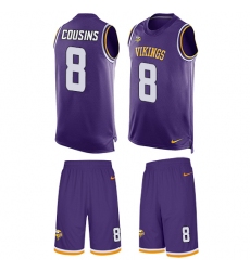 Men's Nike Minnesota Vikings #8 Kirk Cousins Limited Purple Tank Top Suit NFL Jersey
