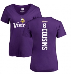 NFL Women's Nike Minnesota Vikings #8 Kirk Cousins Purple Backer Slim Fit T-Shirt