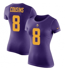 NFL Women's Nike Minnesota Vikings #8 Kirk Cousins Purple Rush Pride Name & Number T-Shirt