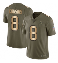 Youth Nike Minnesota Vikings #8 Kirk Cousins Limited Olive Gold 2017 Salute to Service NFL Jersey