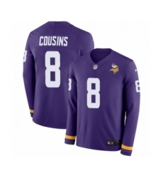 Youth Nike Minnesota Vikings #8 Kirk Cousins Limited Purple Therma Long Sleeve NFL Jersey