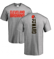 NFL Nike Cleveland Browns #21 Denzel Ward Ash Backer T-Shirt