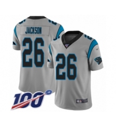 Youth Carolina Panthers #26 Donte Jackson Silver Inverted Legend Limited 100th Season Football Jersey