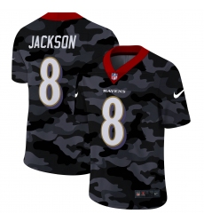 Men's Baltimore Ravens #8 Lamar Jackson Camo 2020 Nike Limited Jersey
