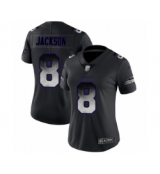Women's Baltimore Ravens #8 Lamar Jackson Limited Black Smoke Fashion Football Jersey