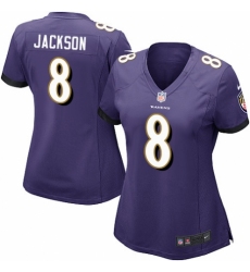Women's Nike Baltimore Ravens #8 Lamar Jackson Game Purple Team Color NFL Jersey