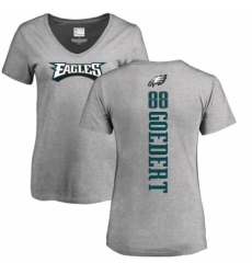 Women's Nike Philadelphia Eagles #88 Dallas Goedert Ash Backer V-Neck T-Shirt