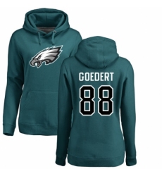 Women's Nike Philadelphia Eagles #88 Dallas Goedert Green Name & Number Logo Pullover Hoodie