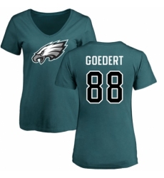 Women's Nike Philadelphia Eagles #88 Dallas Goedert Green Name & Number Logo Slim Fit T-Shirt