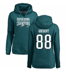 Women's Nike Philadelphia Eagles #88 Dallas Goedert Green Super Bowl LII Champions Pullover Hoodie