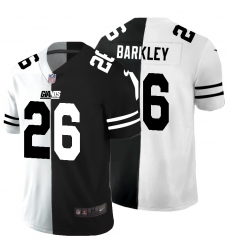 Men's New York Giants #26 Saquon Barkley Black White Limited Split Fashion Football Jersey