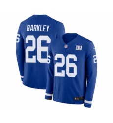 Men's Nike New York Giants #26 Saquon Barkley Limited Royal Blue Therma Long Sleeve NFL Jersey