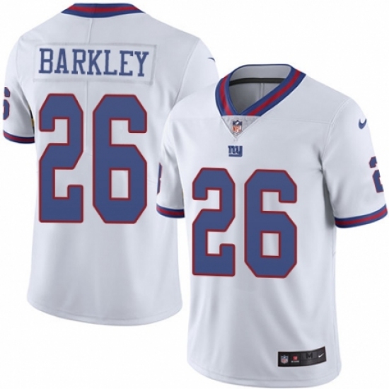 Men's Nike New York Giants #26 Saquon Barkley Limited White Rush Vapor Untouchable NFL Jersey