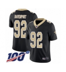 Men's New Orleans Saints #92 Marcus Davenport Black Team Color Vapor Untouchable Limited Player 100th Season Football Jersey