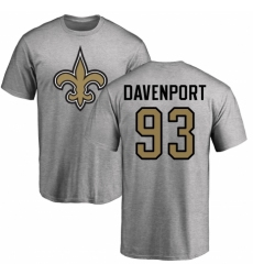NFL Nike New Orleans Saints #93 Marcus Davenport Ash Name & Number Logo T-Shirt