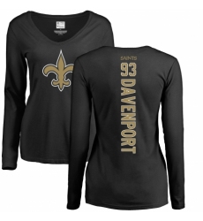 NFL Women's Nike New Orleans Saints #93 Marcus Davenport Black Backer Slim Fit Long Sleeve T-Shirt