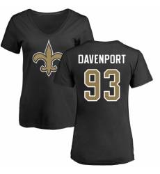 NFL Women's Nike New Orleans Saints #93 Marcus Davenport Black Name & Number Logo Slim Fit T-Shirt