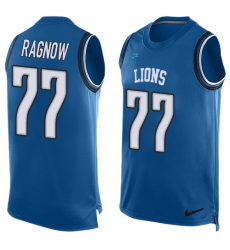 Men's Nike Detroit Lions #77 Frank Ragnow Limited Blue Player Name & Number Tank Top NFL Jersey