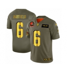 Men's Cleveland Browns #6 Baker Mayfield Limited Olive Gold 2019 Salute to Service Football Jersey