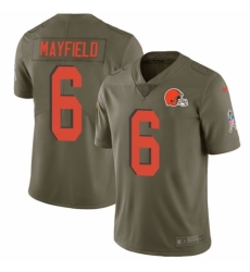 Men's Nike Cleveland Browns #6 Baker Mayfield Limited Olive 2017 Salute to Service NFL Jersey