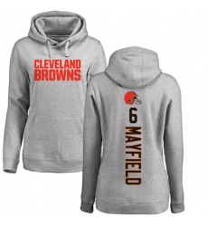NFL Women's Nike Cleveland Browns #6 Baker Mayfield Ash Pullover Hoodie