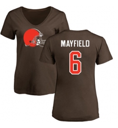 NFL Women's Nike Cleveland Browns #6 Baker Mayfield Brown Name & Number Logo T-Shirt