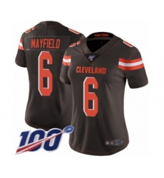 Women's Cleveland Browns #6 Baker Mayfield Brown Team Color 100th Season Vapor Untouchable Limited Player Football Jersey