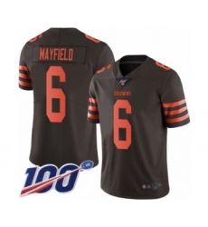Youth Cleveland Browns #6 Baker Mayfield Limited Brown Rush 100th Season Vapor Untouchable Football Jersey