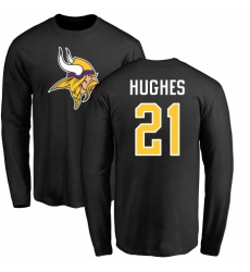 NFL Nike Minnesota Vikings #21 Mike Hughes Black Name & Number Logo Long Sleeve T-Shirt