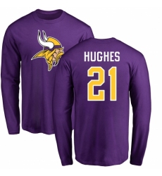 NFL Nike Minnesota Vikings #21 Mike Hughes Purple Name & Number Logo Long Sleeve T-Shirt