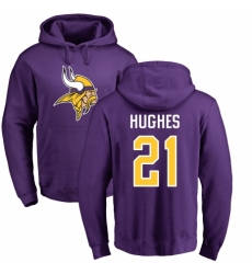 NFL Nike Minnesota Vikings #21 Mike Hughes Purple Name & Number Logo Pullover Hoodie