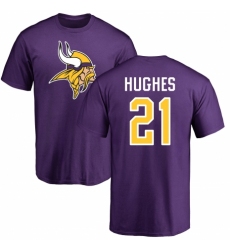 NFL Nike Minnesota Vikings #21 Mike Hughes Purple Name & Number Logo T-Shirt