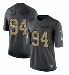 Men's Nike New England Patriots #94 Adrian Clayborn Limited Black 2016 Salute to Service NFL Jersey