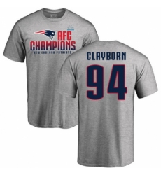 Nike New England Patriots #94 Adrian Clayborn Heather Gray 2017 AFC Champions V-Neck T-Shirt