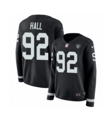 Women's Nike Oakland Raiders #92 P.J. Hall Limited Black Therma Long Sleeve NFL Jersey