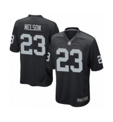 Men's Oakland Raiders #23 Nick Nelson Game Black Team Color Football Jersey